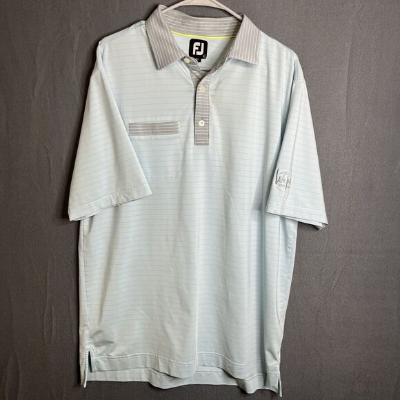 Footjoy Shirt Mens L Blue Striped Golf Polo Stretch Pine We-Ko-Pa FJ Pocket‎ - Picture 1 of 10